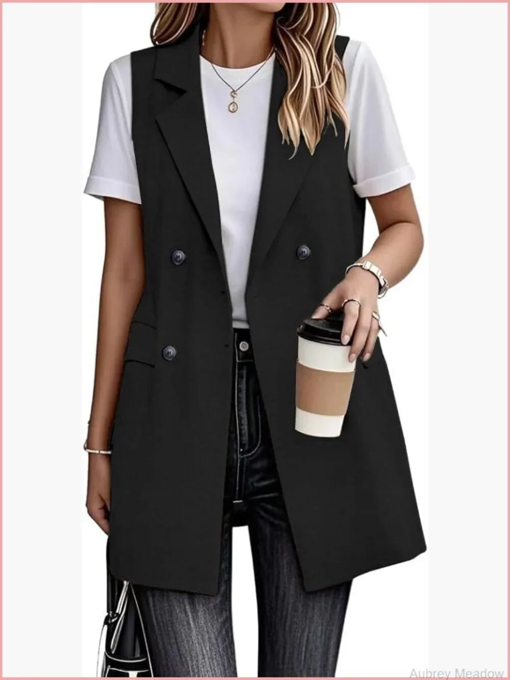 Long Linen Vest: Sleeveless Blazer Jacket Dressy Casual Outerwear Tops